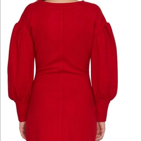 Walter Baker knit dress balloon sleeves red in M gorpcore NWOT - Picture 2 of 8